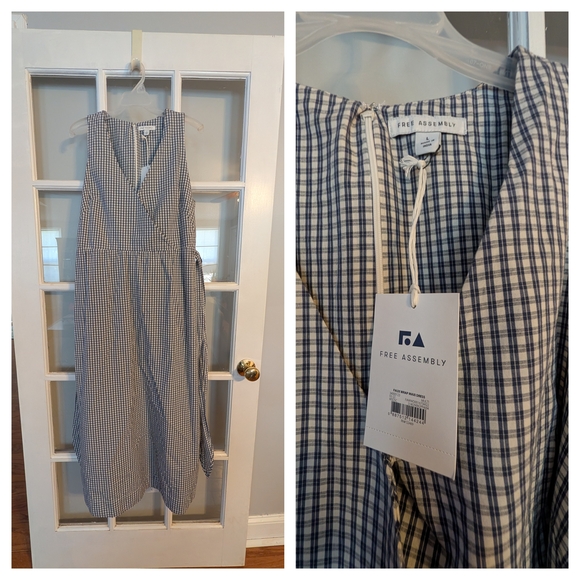 Free Assembly Dresses & Skirts - Free Assembly Navy Checkered Midi Dress